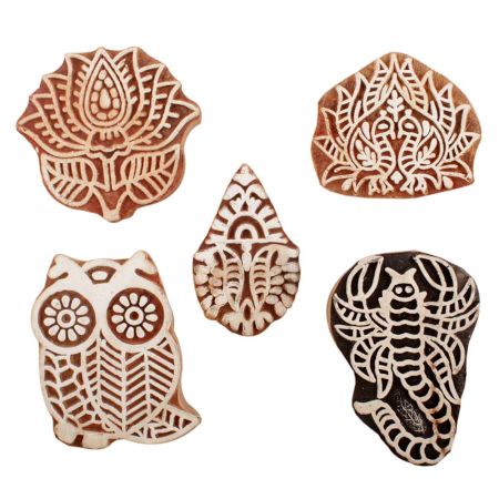 Set of 5 Piece New Mix Wooden Printing Blocks
